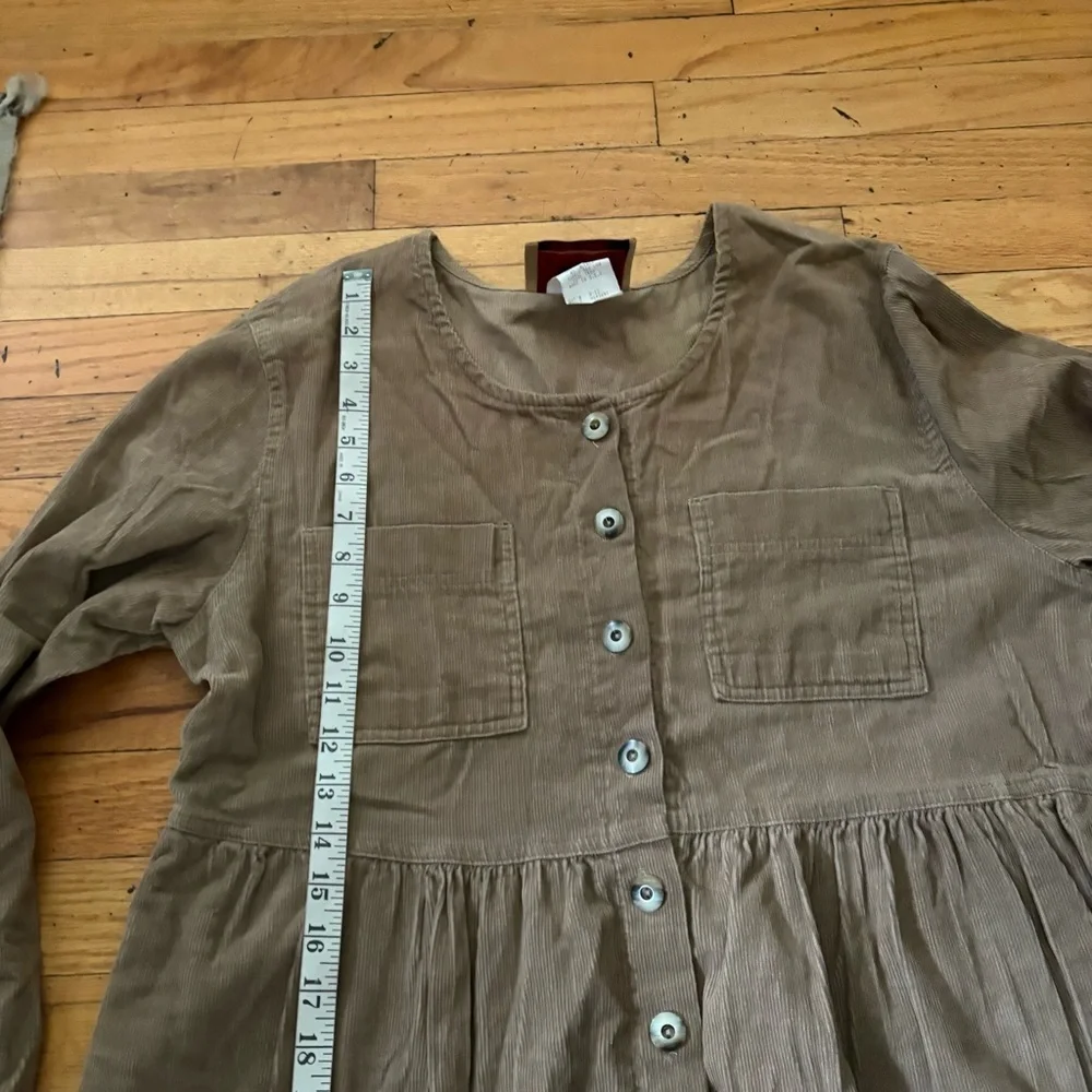 Vintage Studio Ease Tan Corderoy Button Down Maxi Dress Size 14